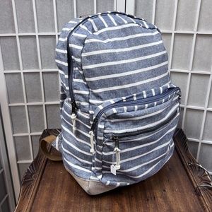 Explore, Woman,backpack,backpack, medium, blue, white stripes, zipper, pockets.!